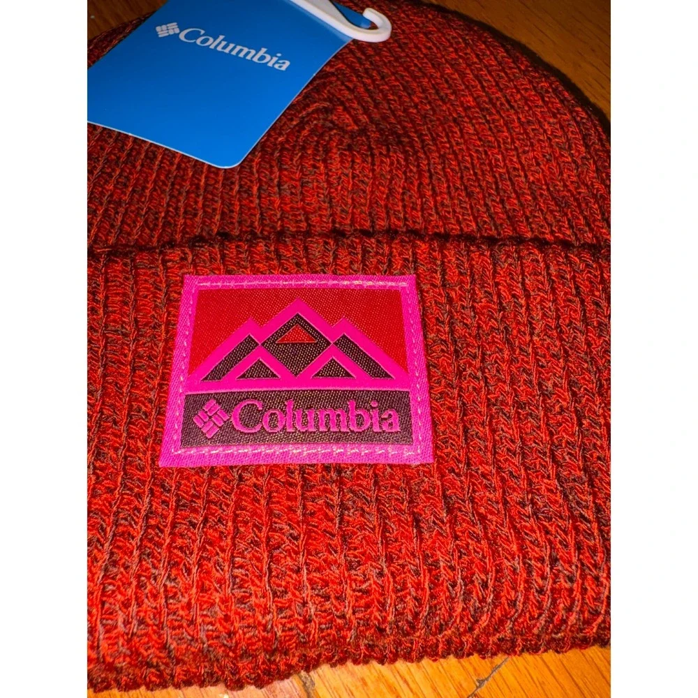 Columbia Youth Whirlibird Cuffed Beanie Red Marled Knit Winter Hat CY3305602 NEW
